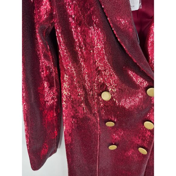 NWT RETROFÊTE Selena Red Sequined Tailored Jacket Dress Mini Size XS Holiday - Picture 5 of 8